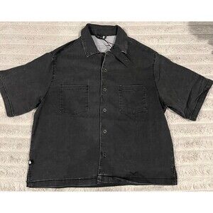 ANANKE Oversized Washed Black Short Sleeve Button Up Shirt Size M NWT